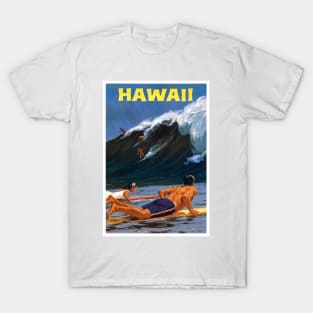 Vintage Travel Poster Hawaii Surfer T-Shirt